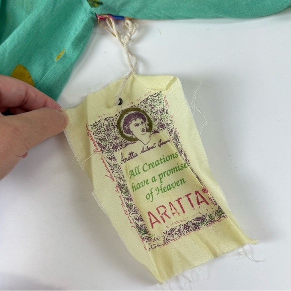 Aratta Dress Womens Large Green Floral Boho Maxi Off Shoulder Pockets - Picture 6 of 11